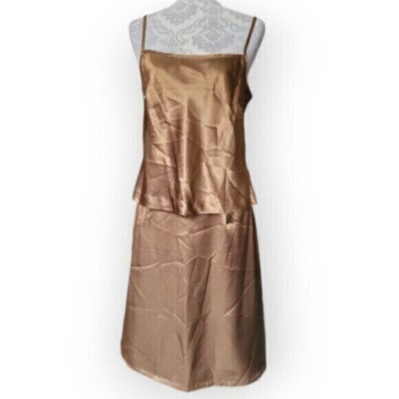 Vintage  Satin Skirt + Tank Set  Summer Party Size 12 P - Picture 1 of 11